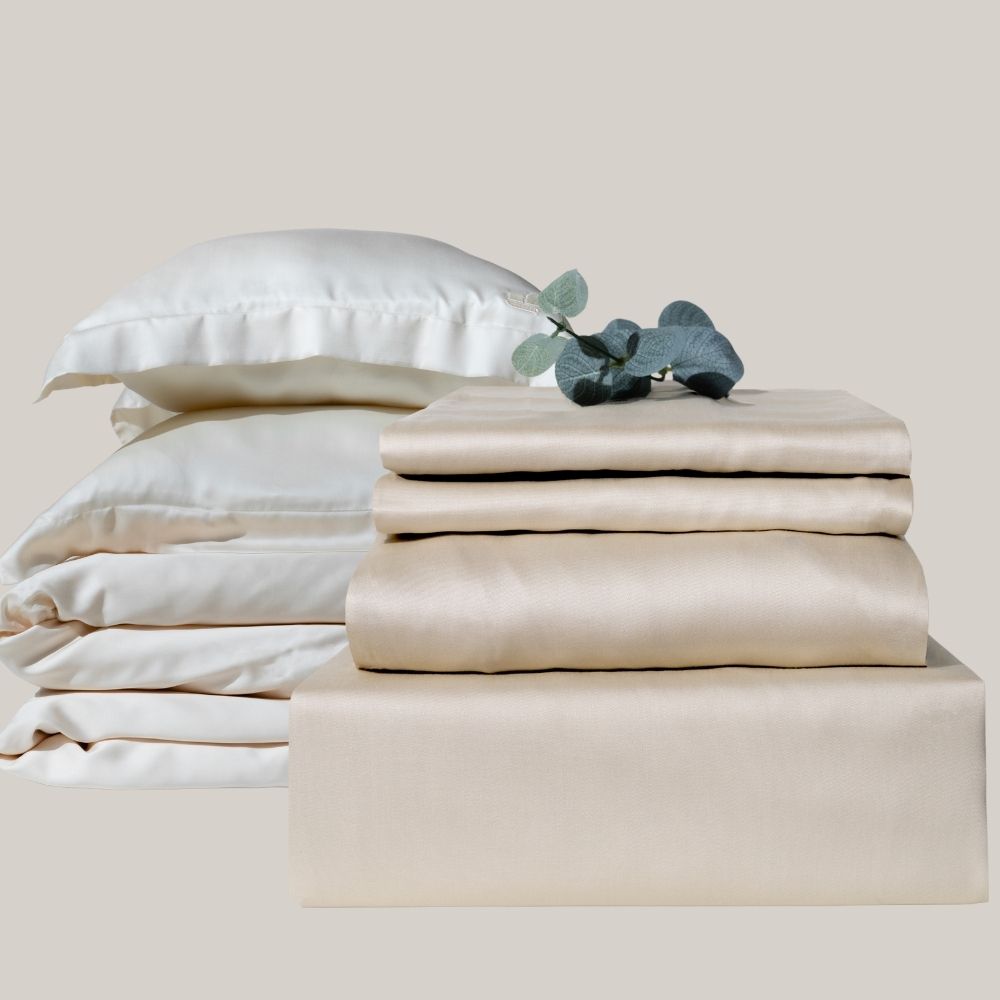 CloudTouch Bedding Bundle | Made From Eucalyptus TENCEL™ | 3PC Tencel Duvet Cover Set and 4PC Tencel Sheet Set